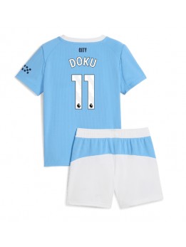 Manchester City Jeremy Doku #11 Replika Hemmakläder Barn 2025-26 Kortärmad (+ byxor)